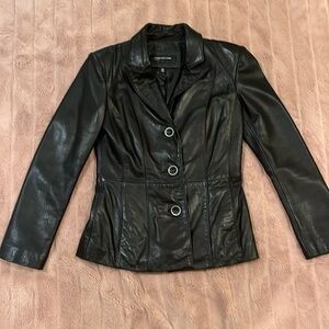 Jones New York Leather Blazer Jacket- Size Petite Small